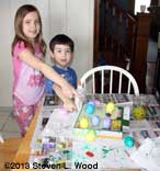 Kat and Brady making Easter eggs