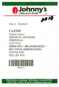 JSS seed packet noting hard seed
