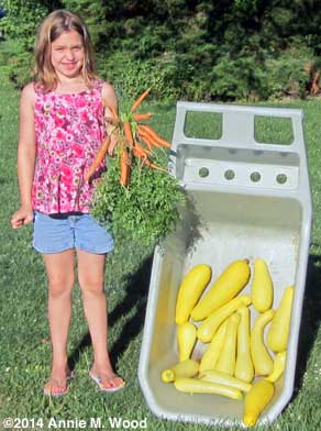 Katherine, carrots, and yellow squash
