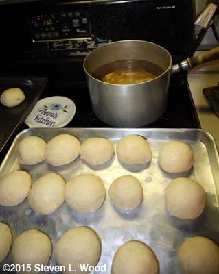 Rolls rising and chicken broth heating