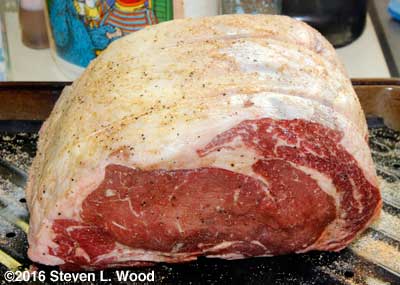 Rib roast ready to go into the oven