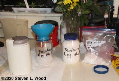 Grinding egg shells