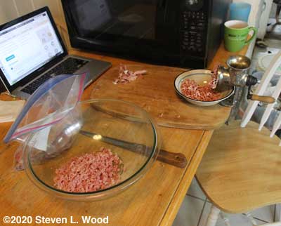 Grinding ham for ham salad