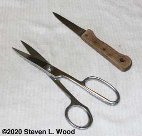 Scissors and knife used