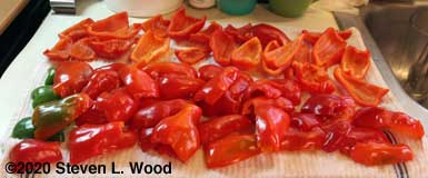 Peppers drying after another rinse