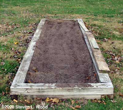 Narrow raised bed tilled