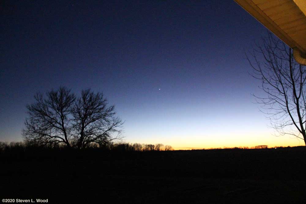 Jupiter Saturn conjunction from our back porch