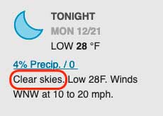 Clear Skies Tonight - Yippee!