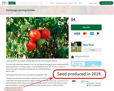 Year seed produced