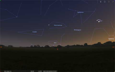 Controls at bottom left of screen display constellation lines and labels