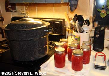 Eight pints of canned tomato sauce