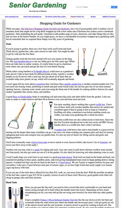 Shopping guide for garden items