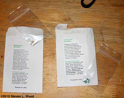 Plastic seed baggies