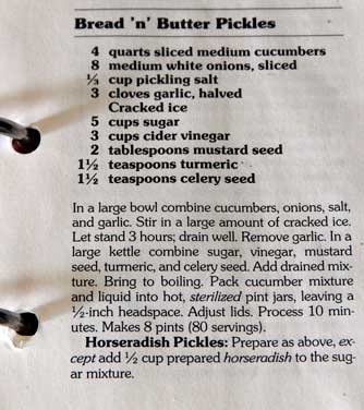 BH&G Bread and Butter pickle recipe