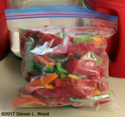 Frozen bell pepper strips
