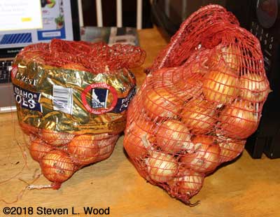 Our 2018 onions bagged for storage