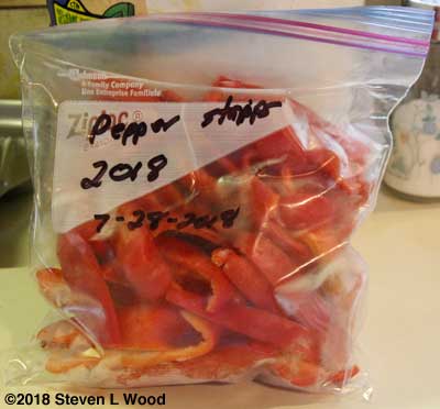 Frozen pepper strips