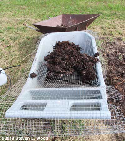 Hardware cloth stretched over garden cart