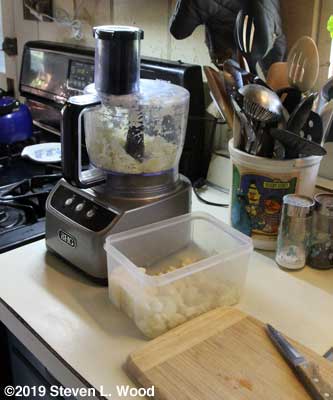 Chopping garlic in food processor
