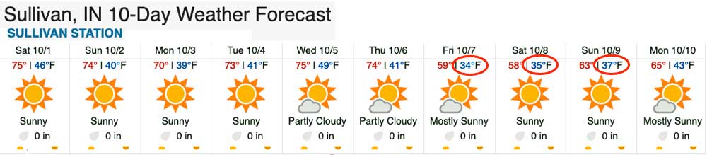 Weather Underground Extended Forecast - October 1, 2022