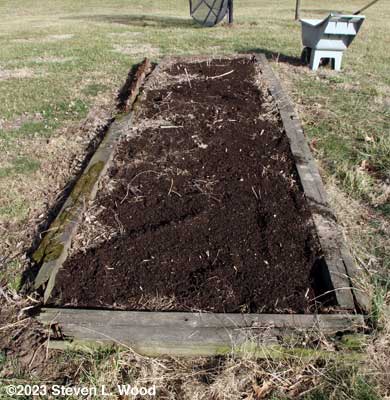 Compost on raised asaparagus bed