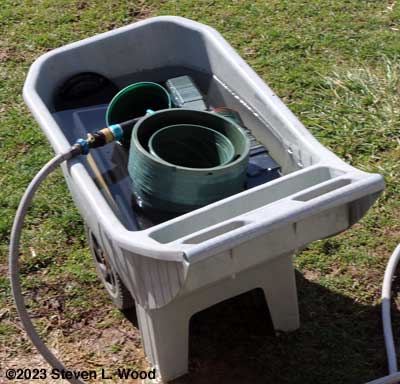 Trays and pots soaking