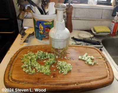 Chopping cucumbers