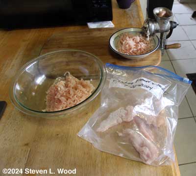 Grinding chicken tenders