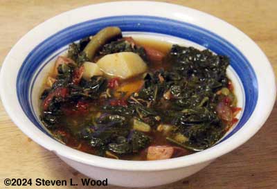 Breakfast of kale soup